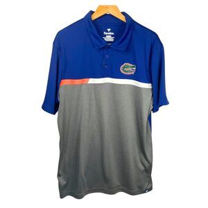 Fanatics Florida Gator Mens XL Blue Gray Polo Shirt Short Sleeve Performance